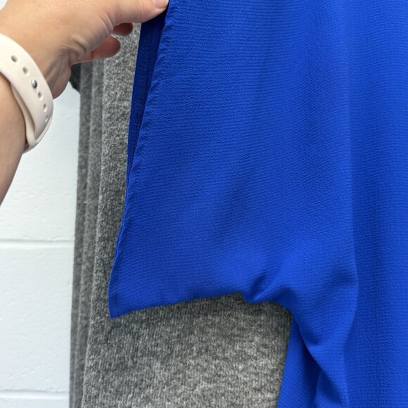 Navy Blue Blouse Womens Large Flowy Pullover Career Polyester Top Lightweight - Picture 4 of 14